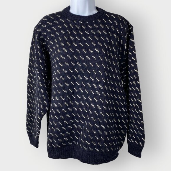 VTG LL Bean Sweater | Blue Wool Blend | Made in USA | Cabin Apres Ski READ - Picture 1 of 9